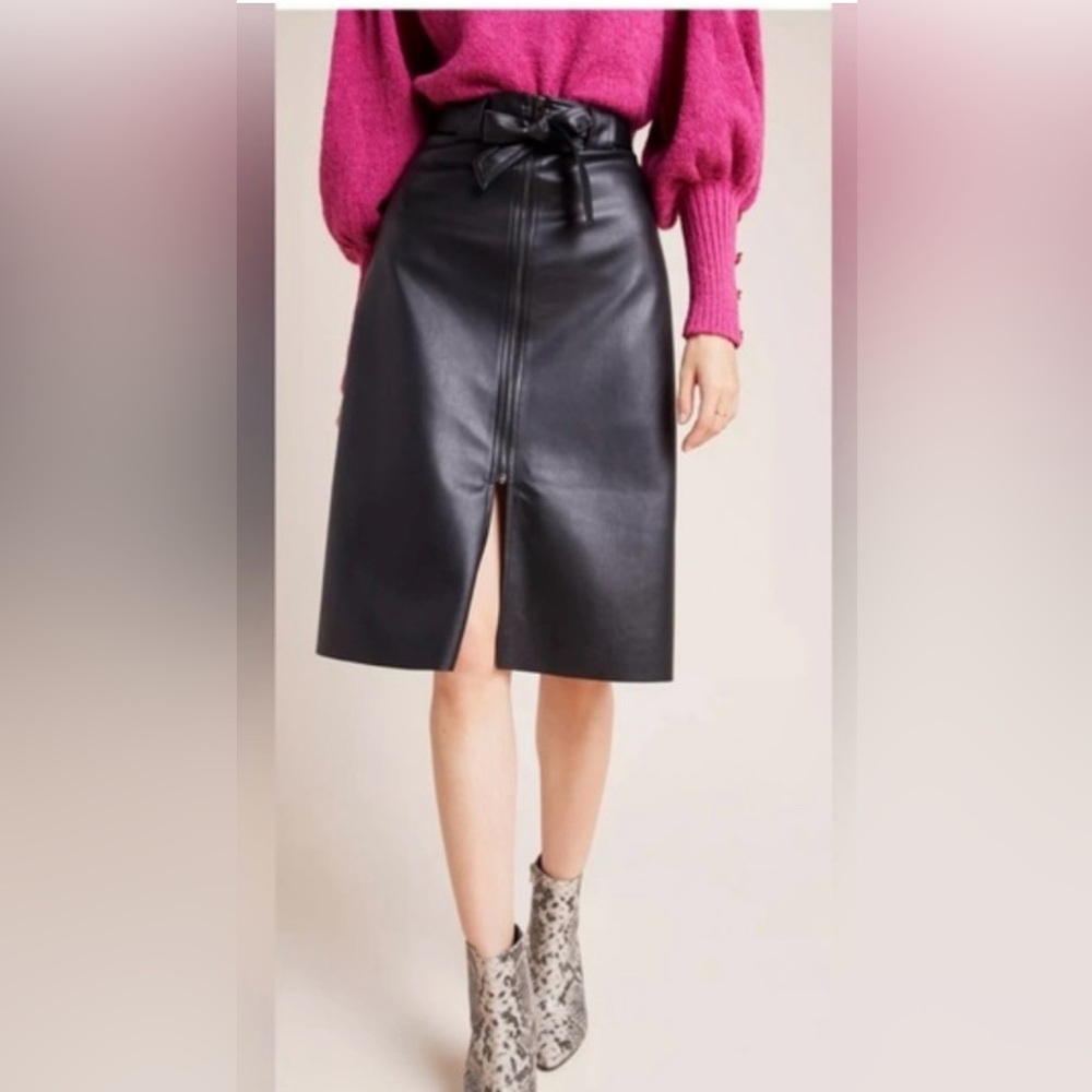 Elegant Black Faux Leather Skirt